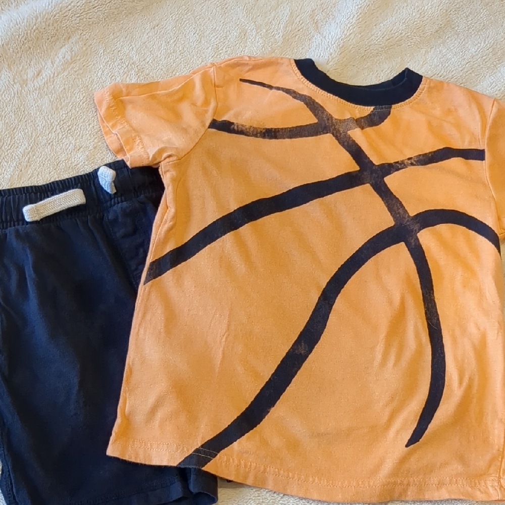 Gymboree Orange and Black Basketball Tee